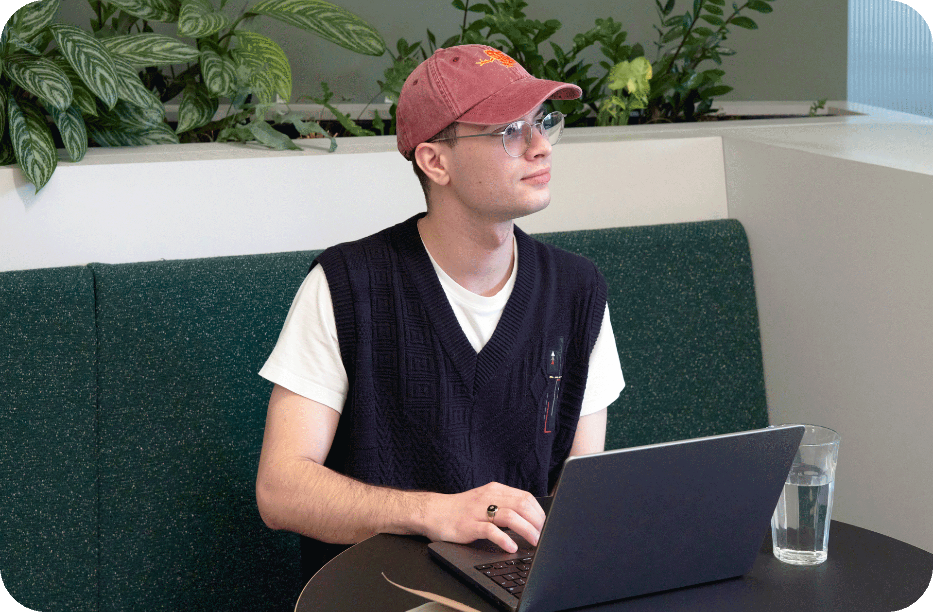 Man sitting in front of a computer