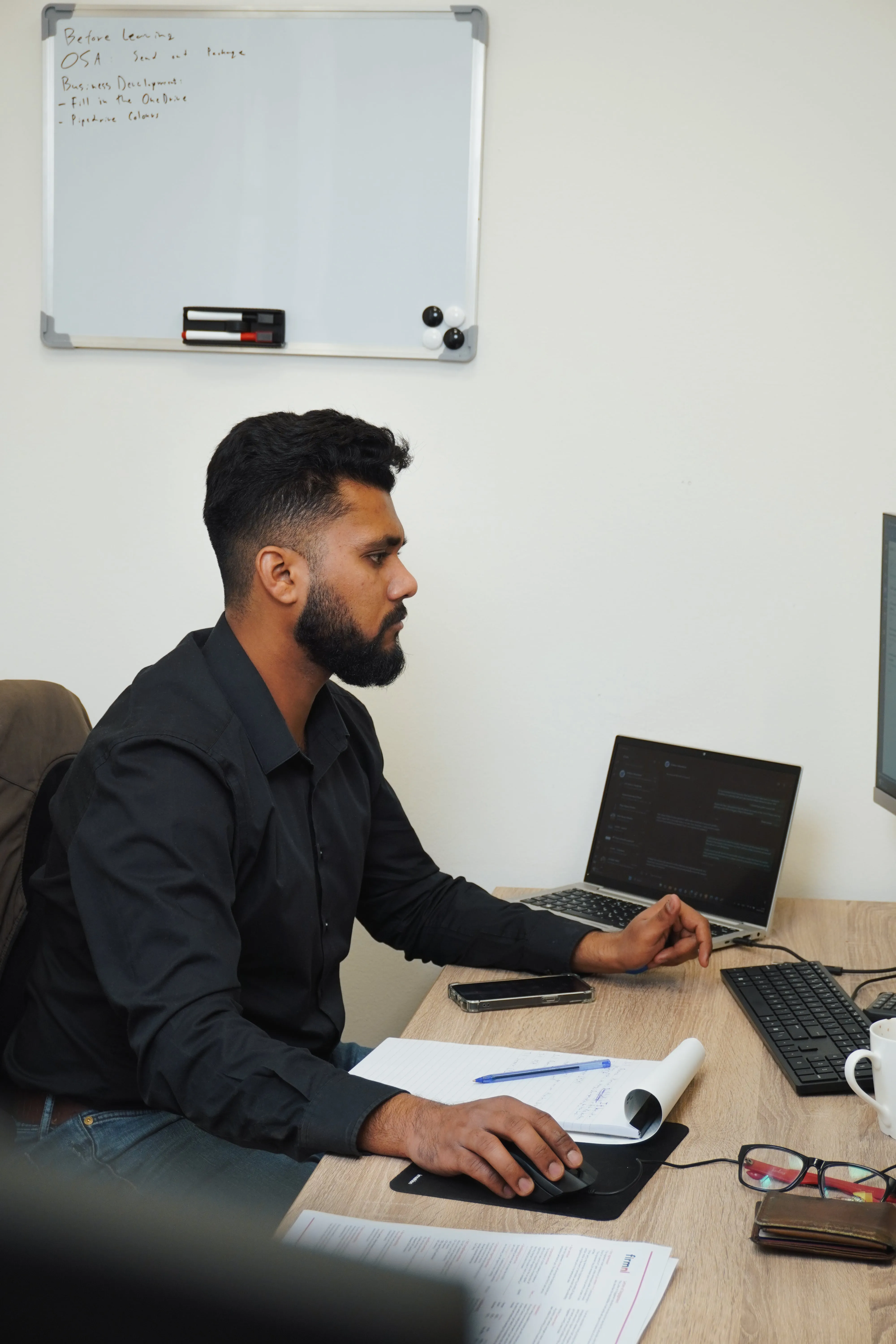 Employee working on a laptop
