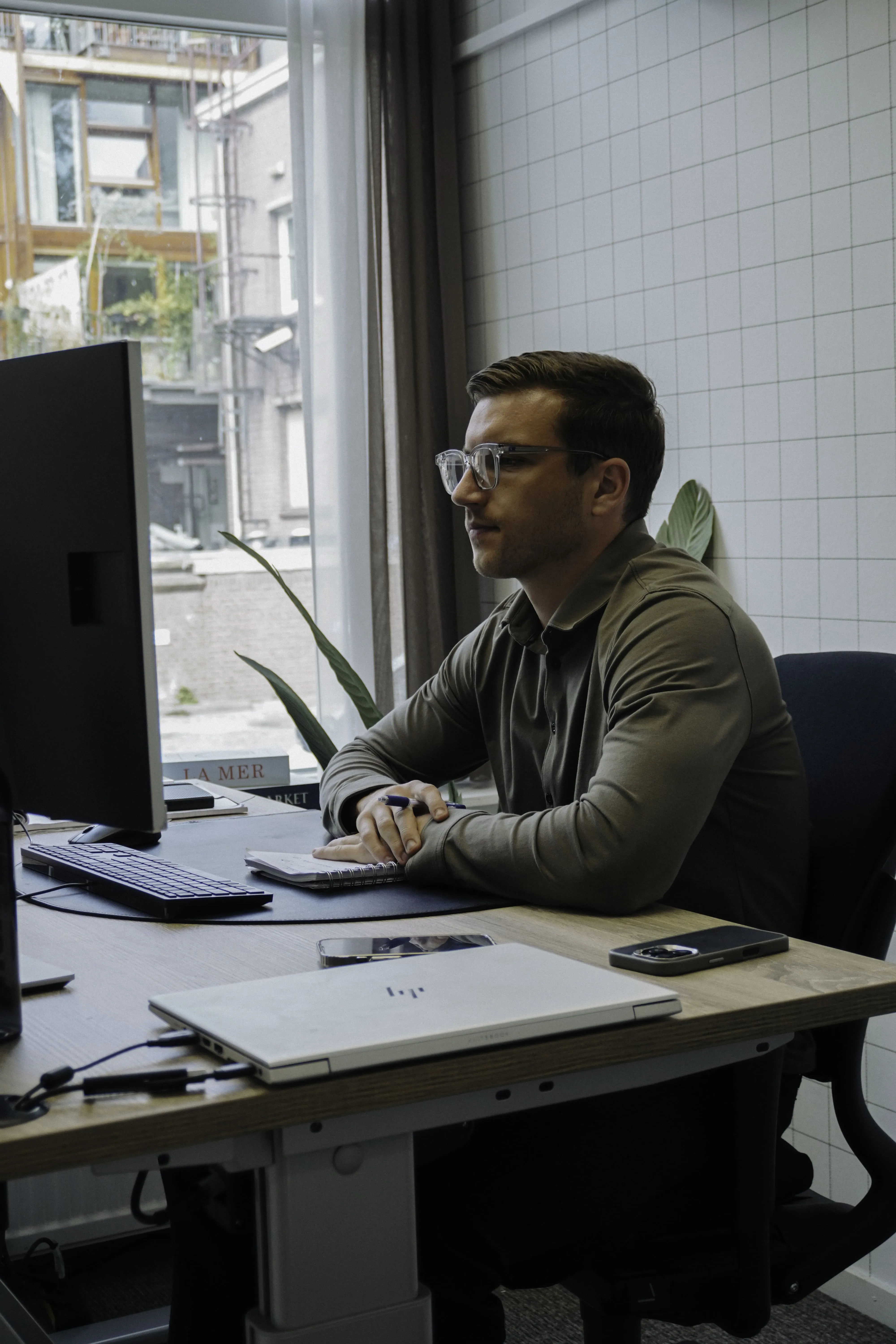 Employee working on a laptop