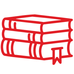 An icon of three books stacked one on top of the other, representing the Library.