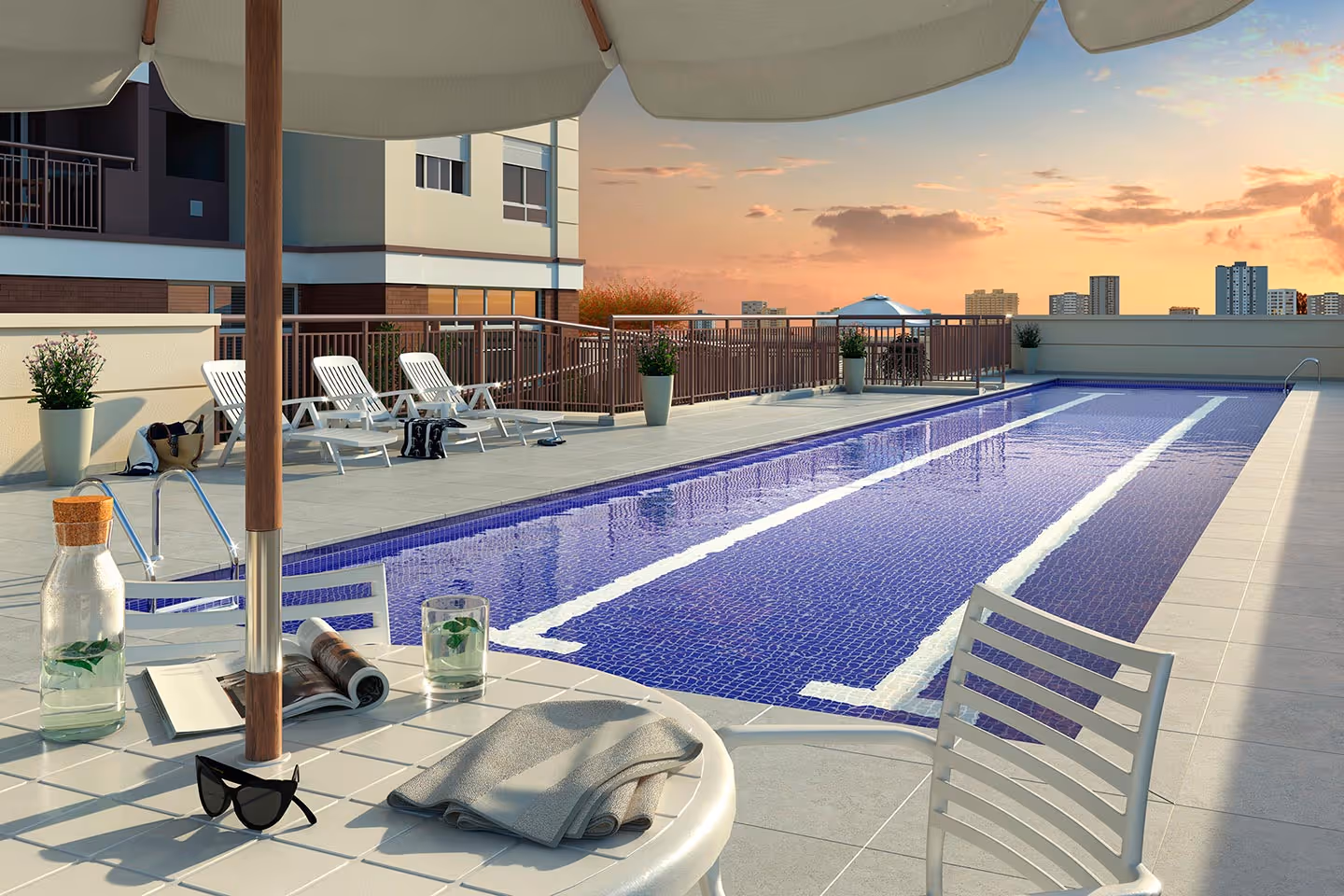 Piscina adulto com raia