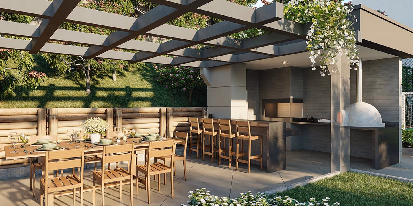 Espaço Churrasqueira e forno de pizza