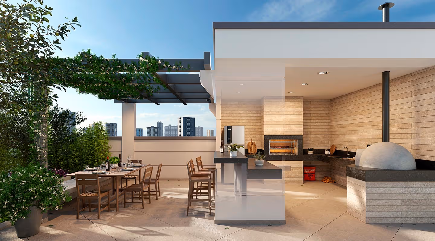 Espaço Churrasqueira e forno de pizza