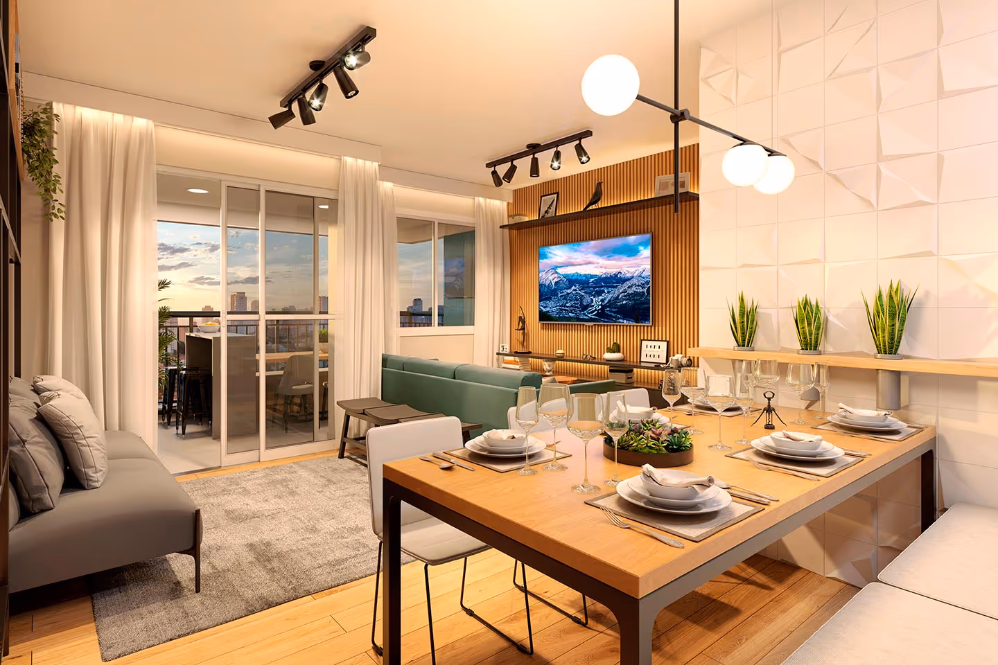 Living ampliado apto de 74m²