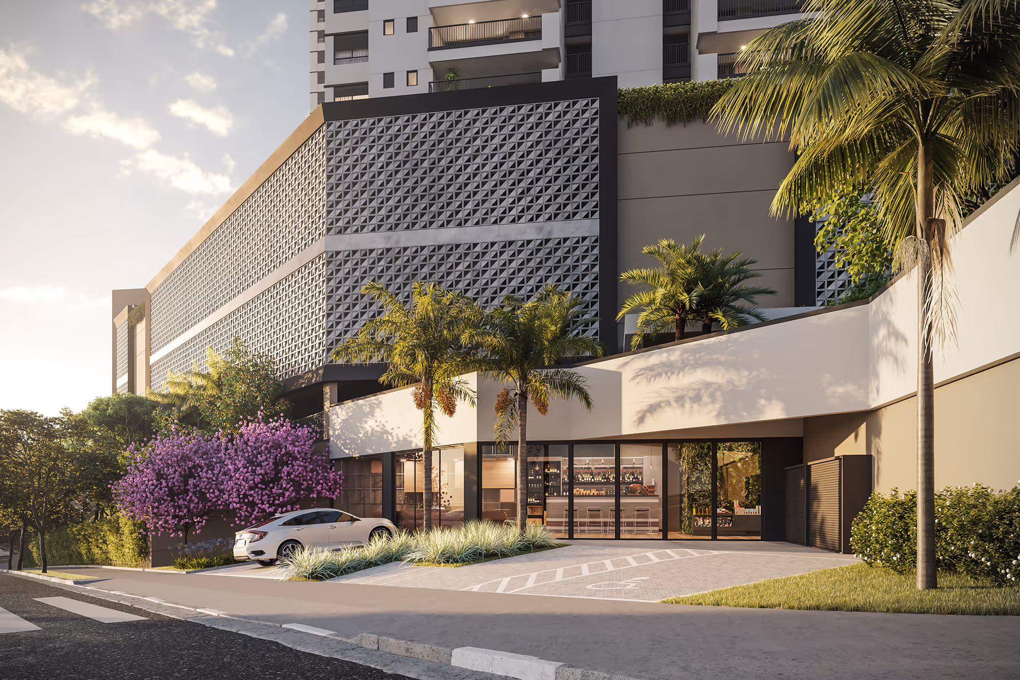 Vista da Rua Neslon Gama de Oliveira com detalhe da loja