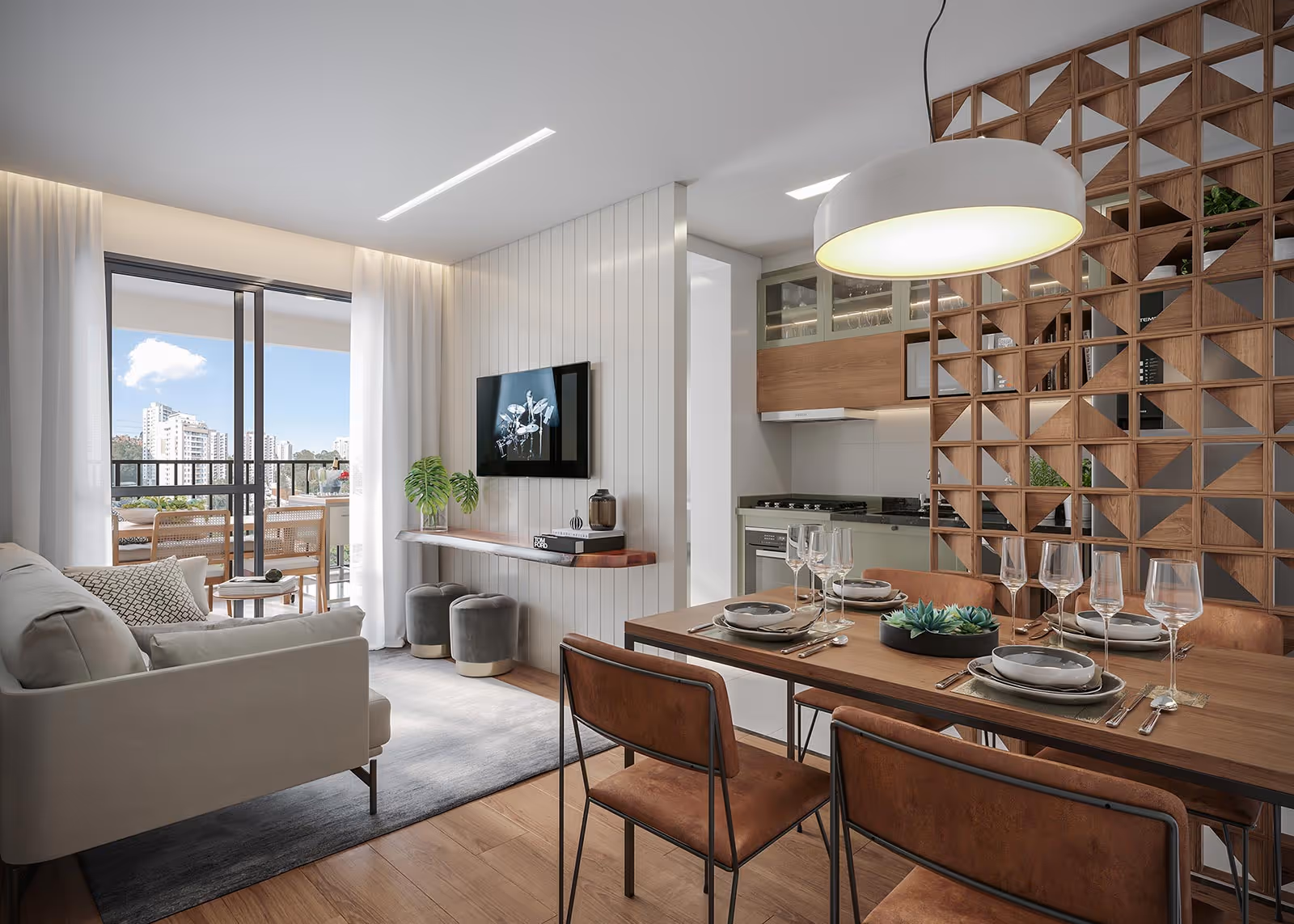 Living do apto de 60m²