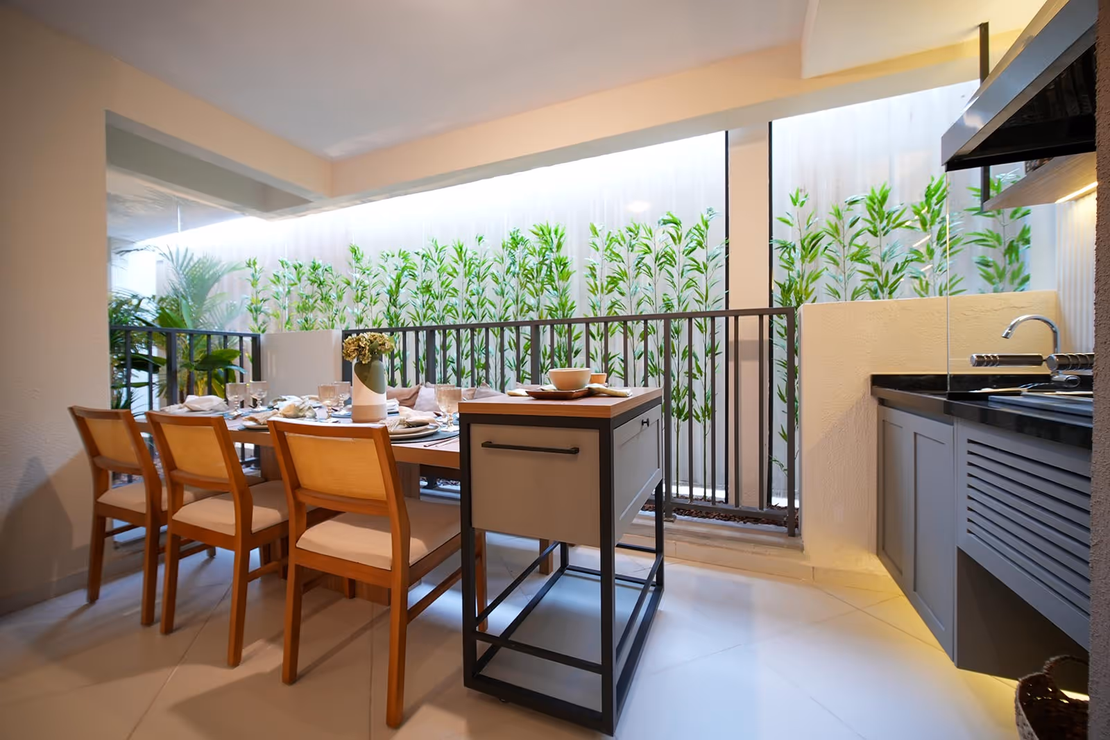 Varanda com churrasqueira