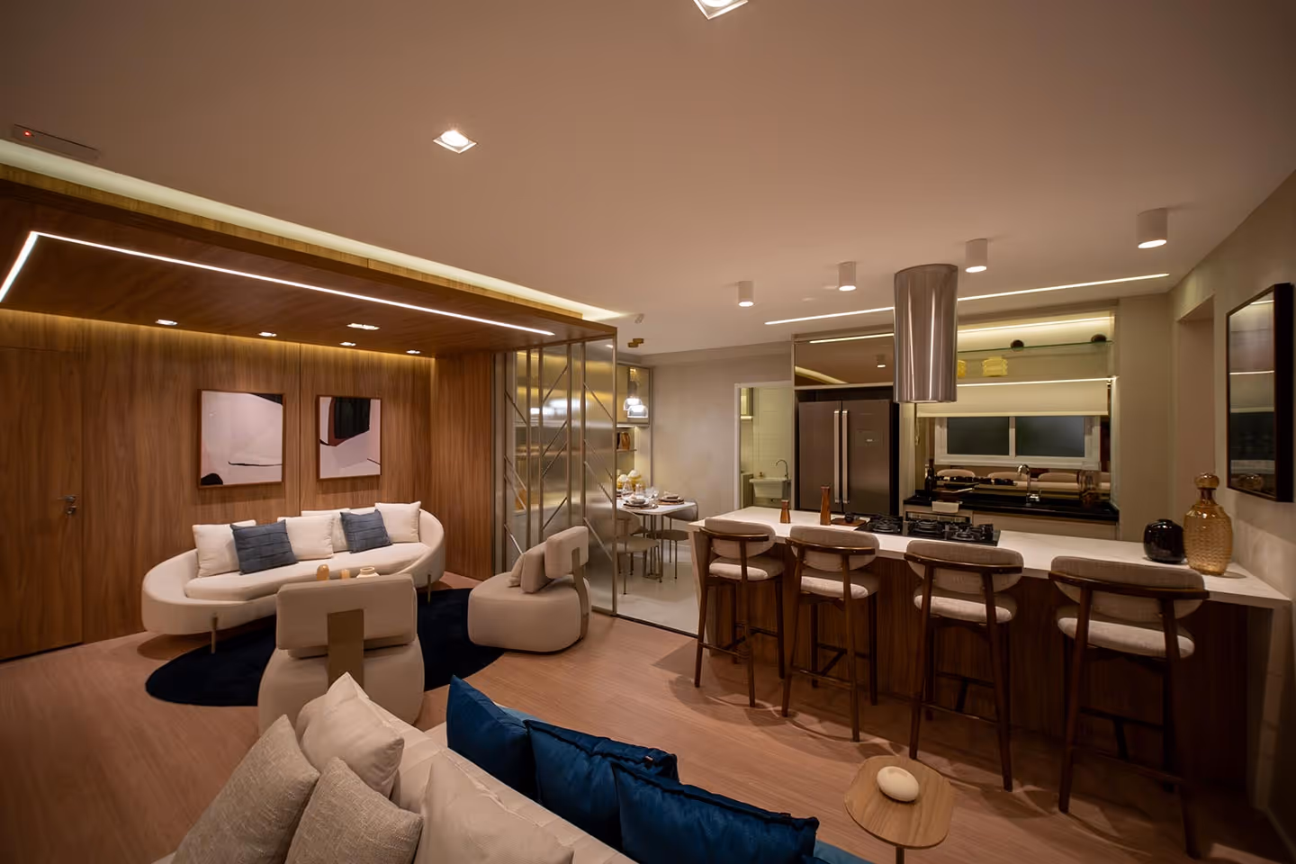 Living ampliado com cozinha integrada