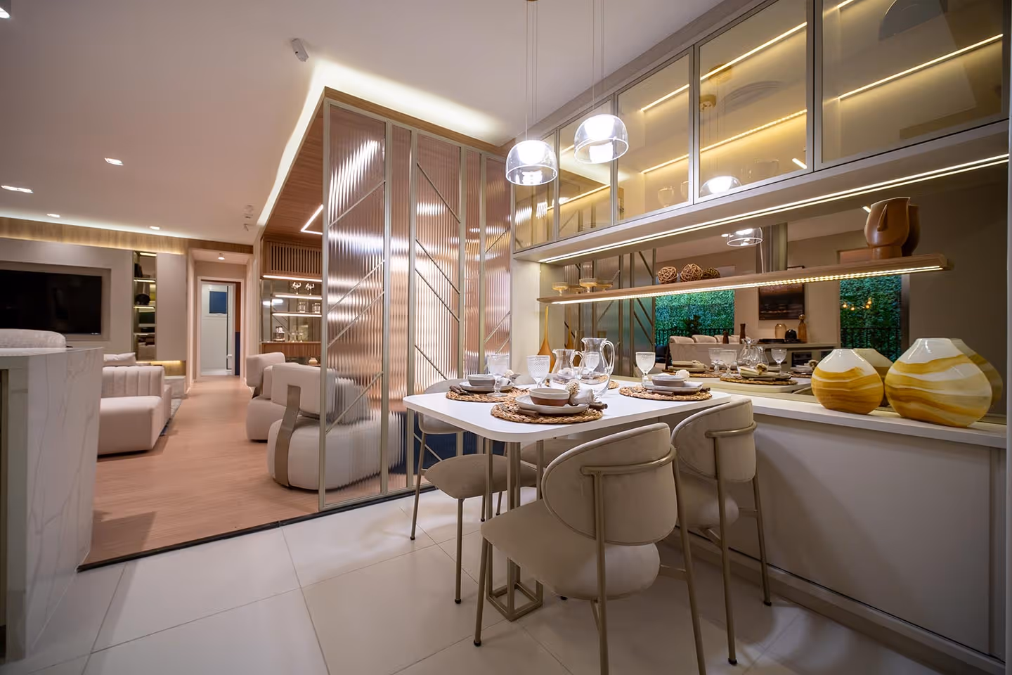 Living ampliado com cozinha integrada