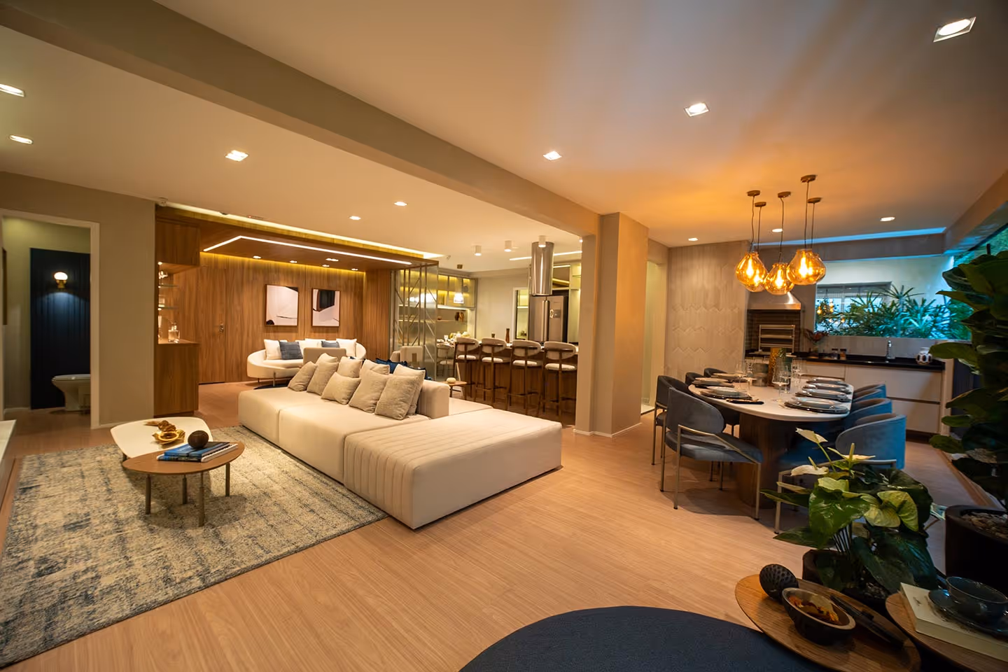 Living ampliado com cozinha integrada