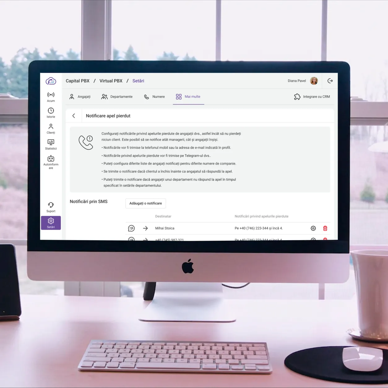 Software call center CapitalPBX, cozi și monitorizare live