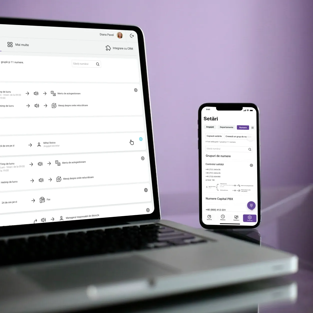 Direcționarea apelurilor după programul de lucru în CapitalPBX, pe laptop și pe telefon, pentru dealeri auto și service