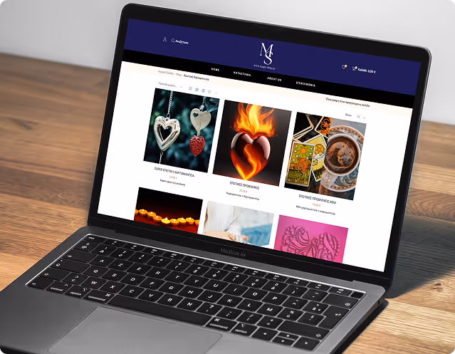 A laptop showing magic-shop's shop page
