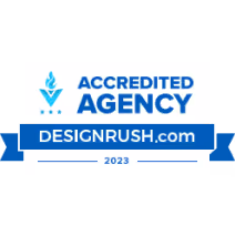 DesignRush badge for being an Accredited Agency in 2023.