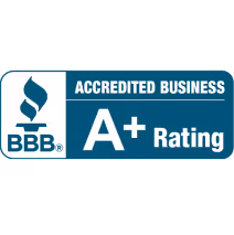 Better Business Bureau (BBB) Accredited Business badge with an A+ Rating.