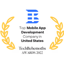TechBehemoths award for being named a Top Mobile App Development Company in the United States in 2022.