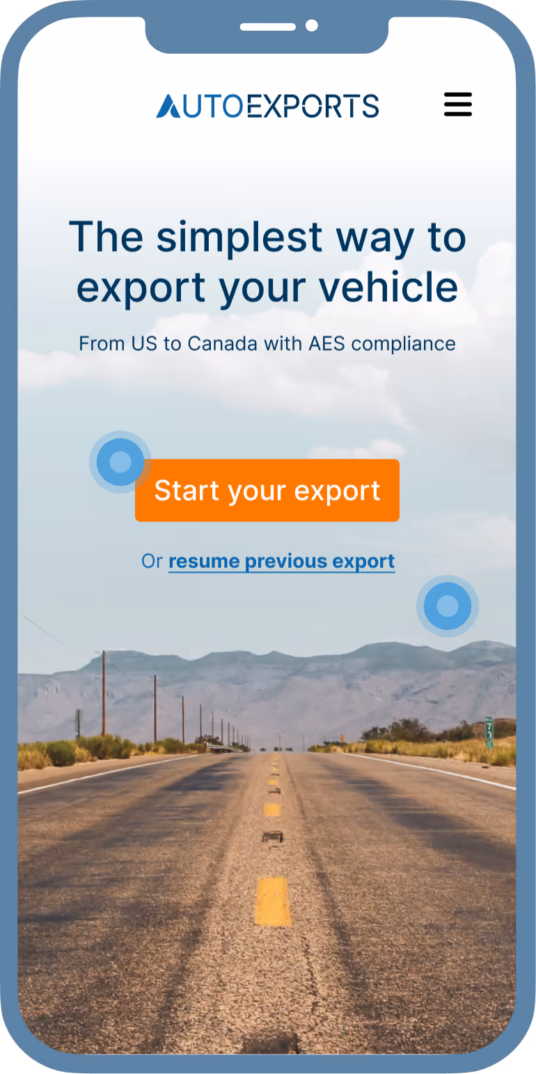 Homepage of a custom-developed mobile app for vehicle logistics, demonstrating a clean user interface and clear call-to-action.