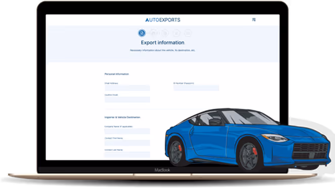 A custom software platform built for the automotive export industry. The 'AutoExports' data management screen is displayed on a laptop, demonstrating our expertise in developing specialized web applications.