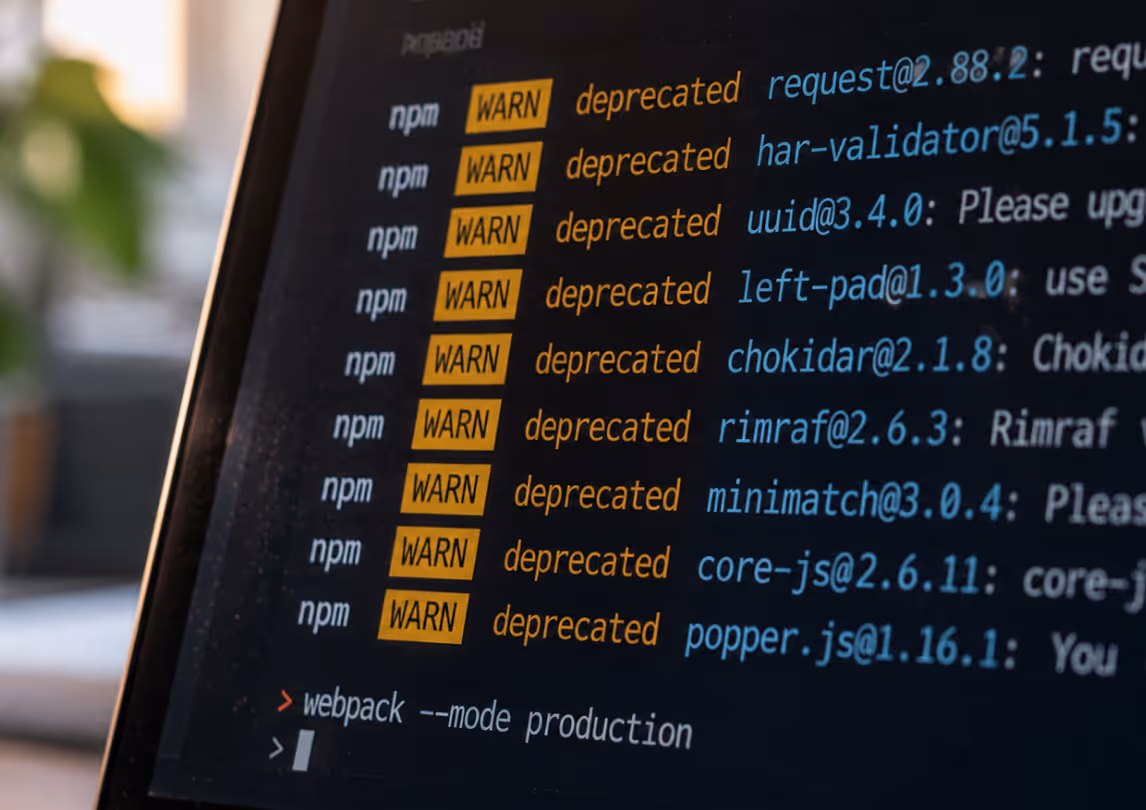 Code warnings on a developer screen showing how legacy software made regulatory updates slower and riskier.