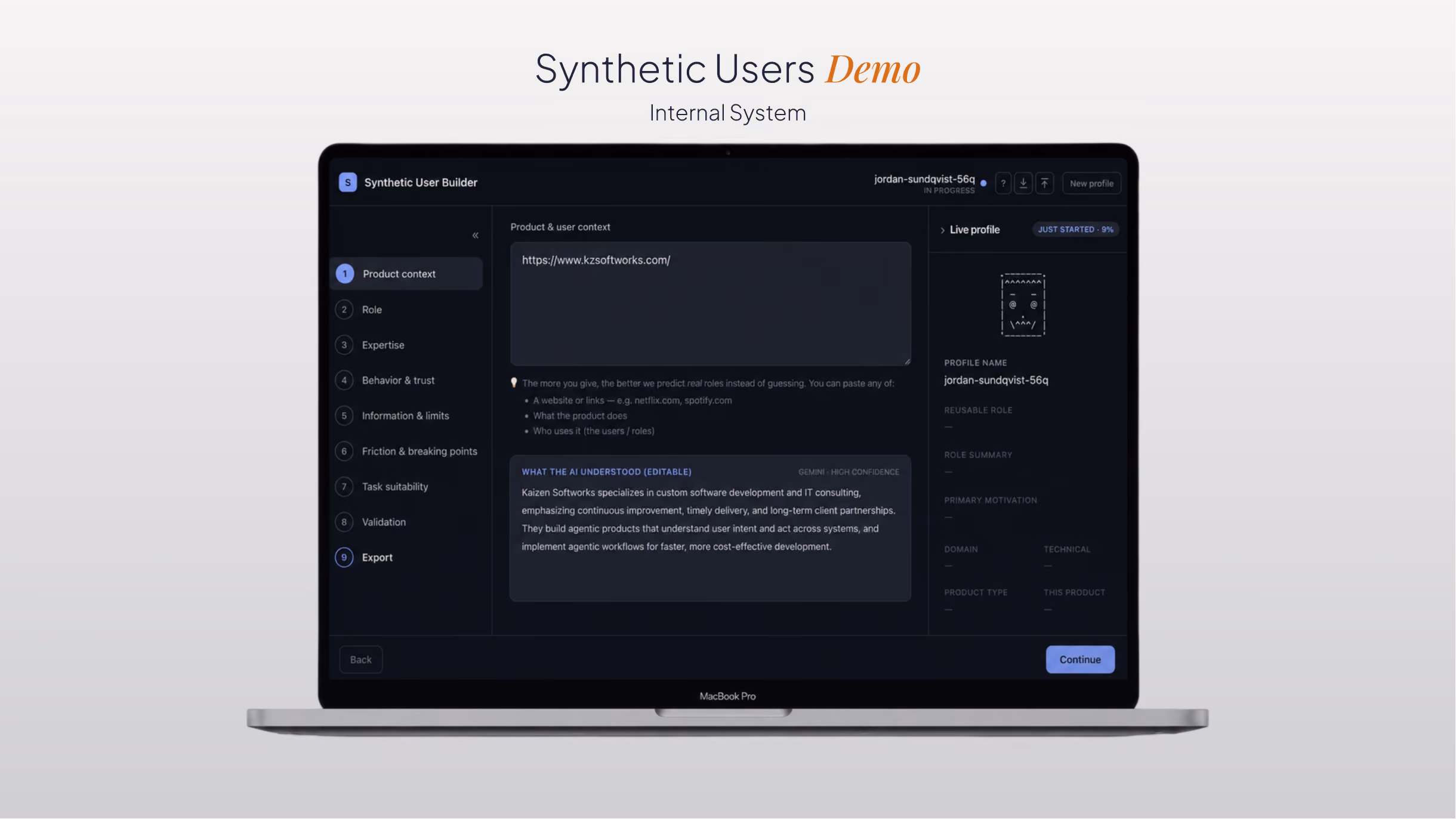 Synthetic Users demo video