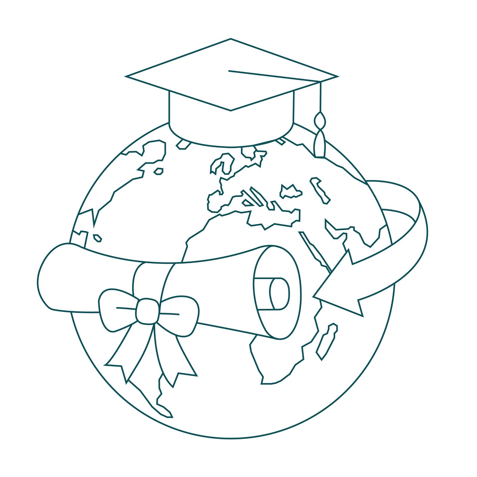 Illustration of a globe with a graduation cap and diploma, representing Ireland’s globally recognized universities and degrees.