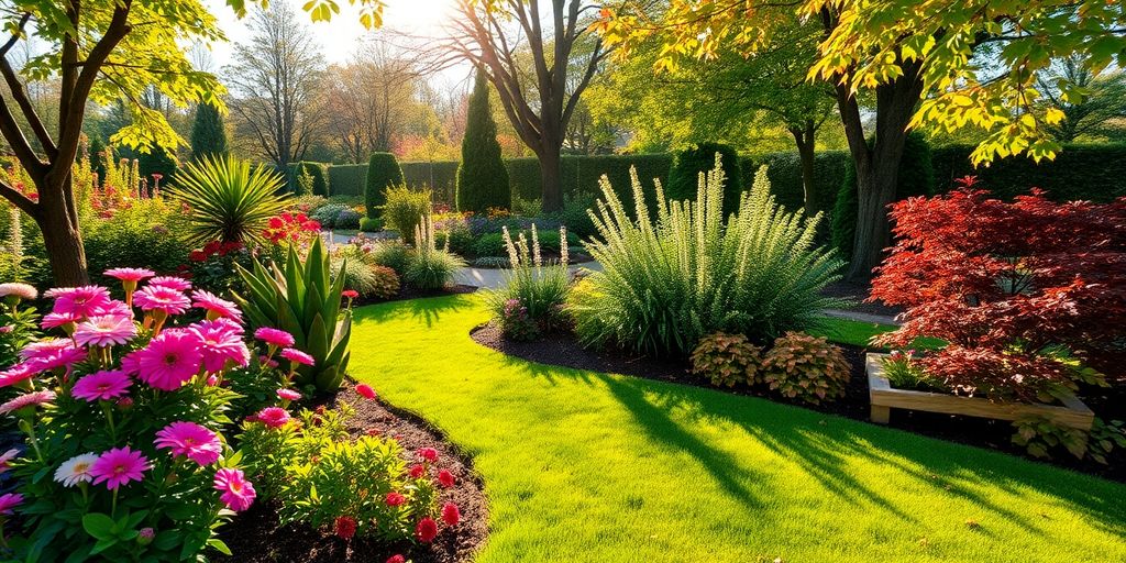 Seasonal changes in a vibrant garden with healthy plants.