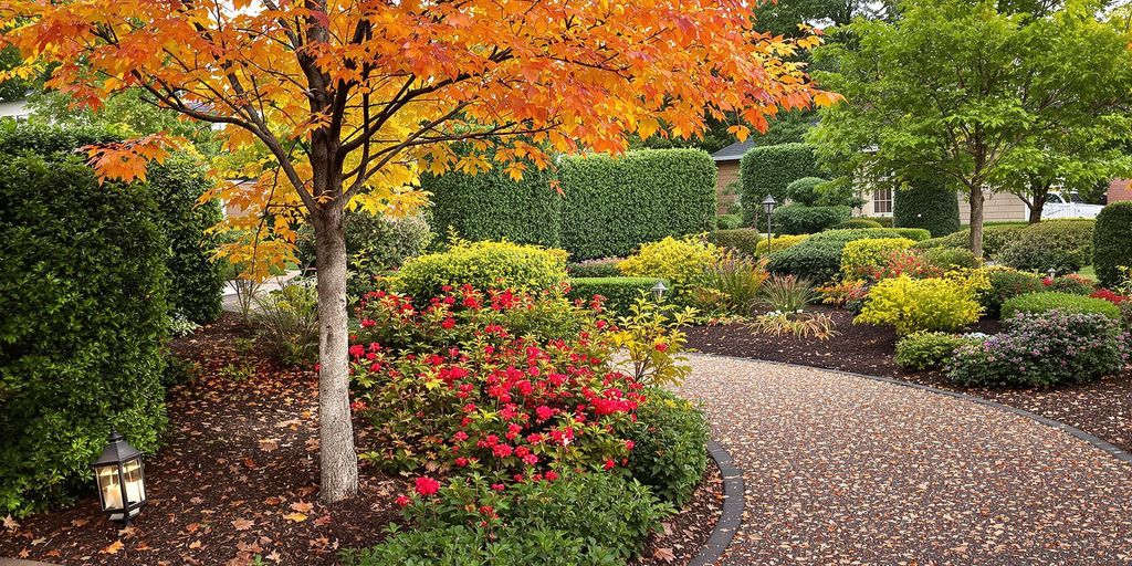 Colorful fall garden beds ready for winter preparation.