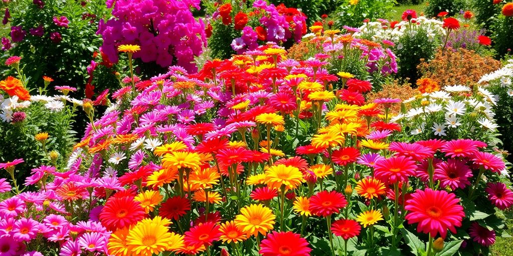 Colorful flower garden in full bloom across seasons.
