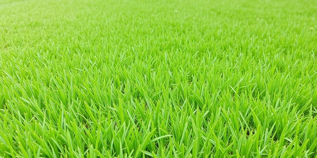 Freshly mowed green lawn with neat grass lines.