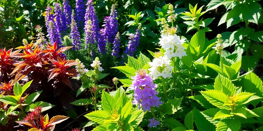 Colorful plants in a well-designed garden landscape.
