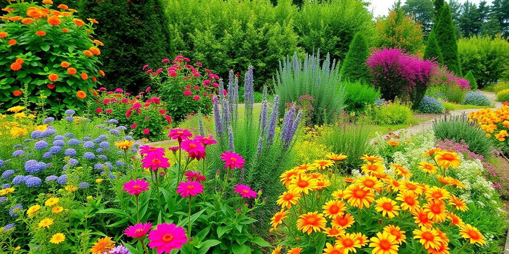 Colorful plants in a diverse landscape for climate selection.