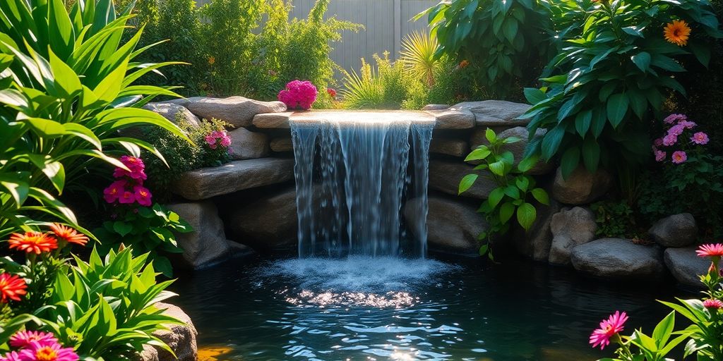 Water feature in a garden.