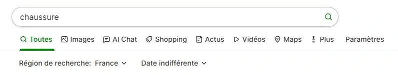 Les différentes types de recherhce de la SERP.