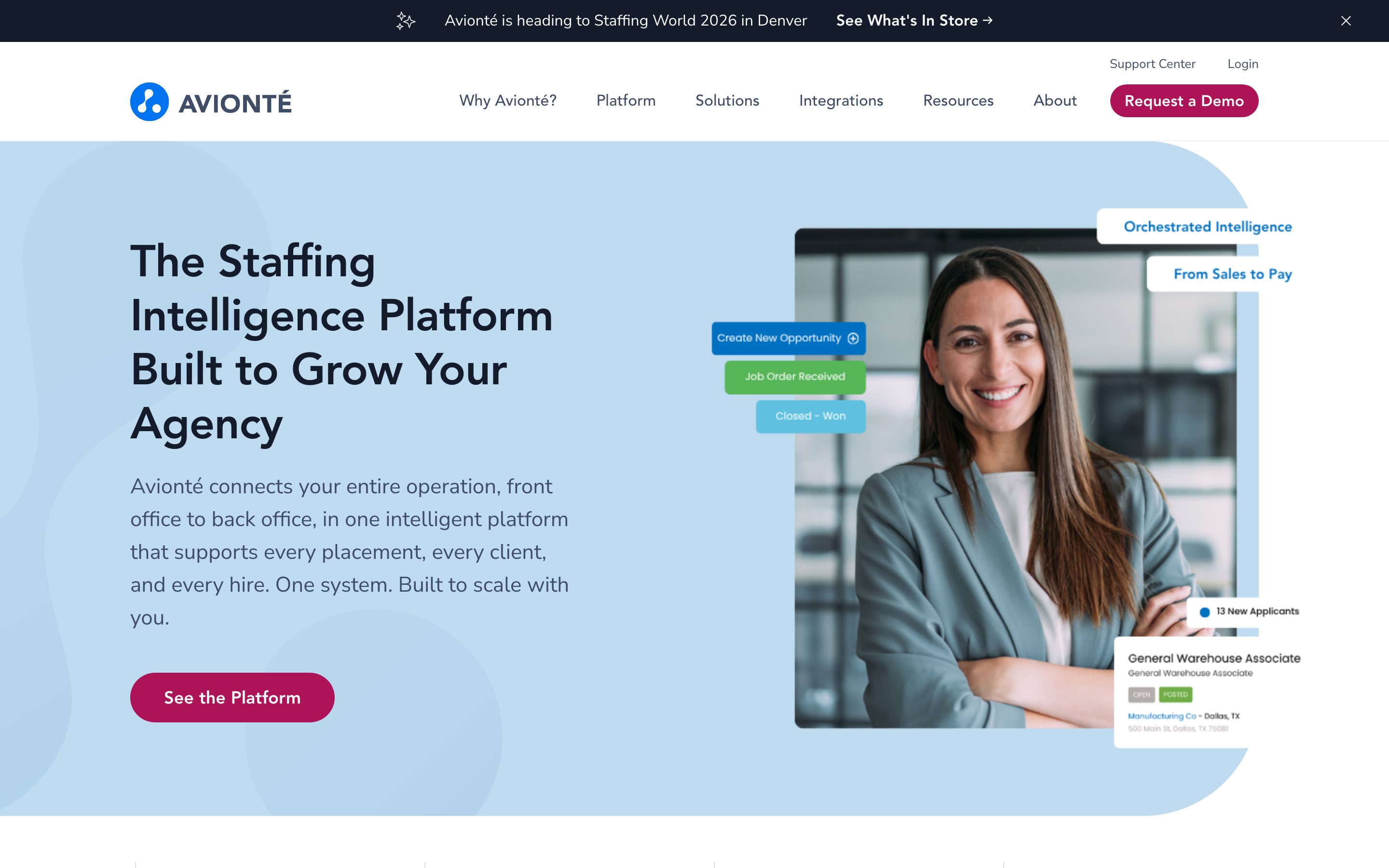 Avionté Screenshot der Website