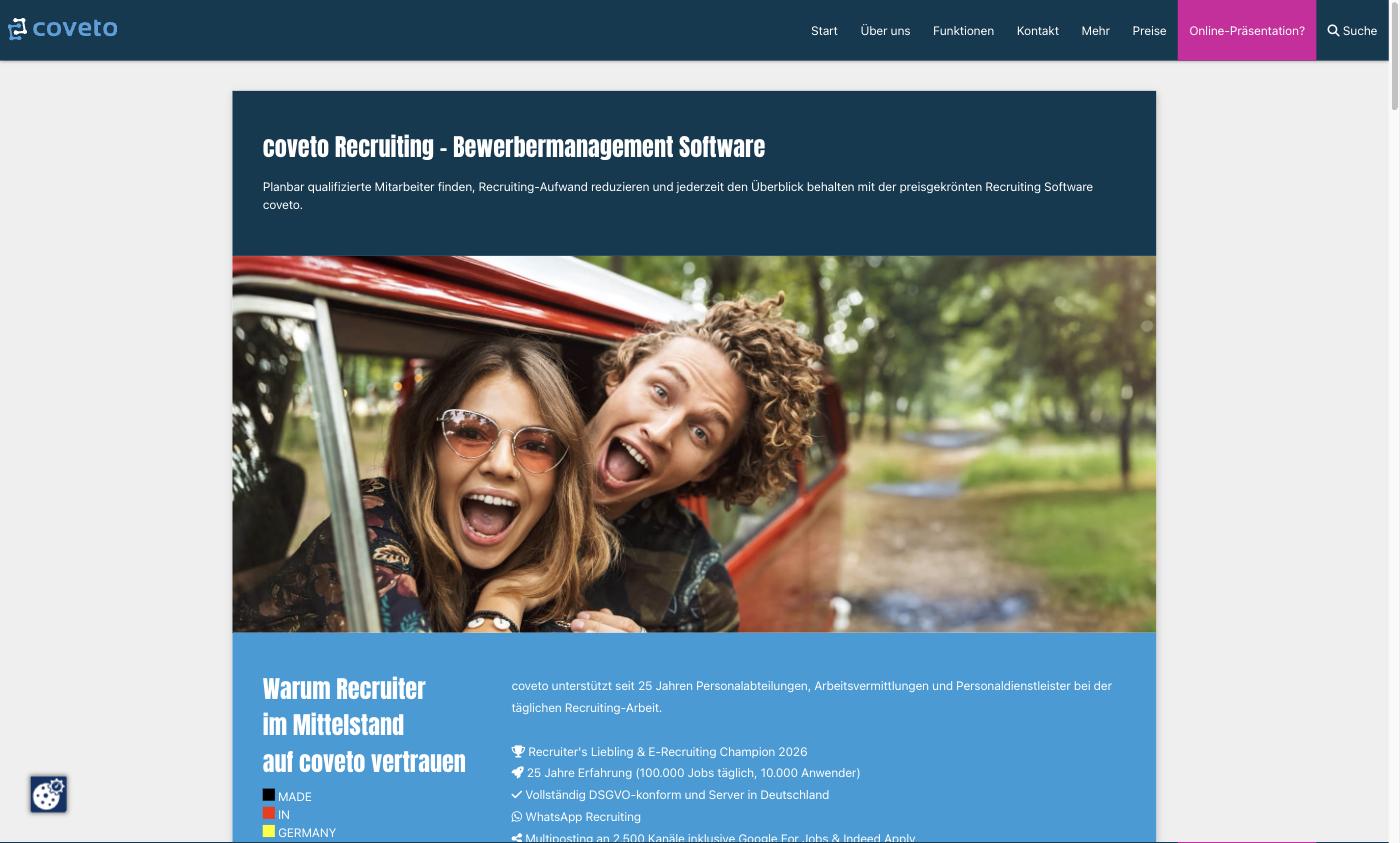 coveto Screenshot der Website