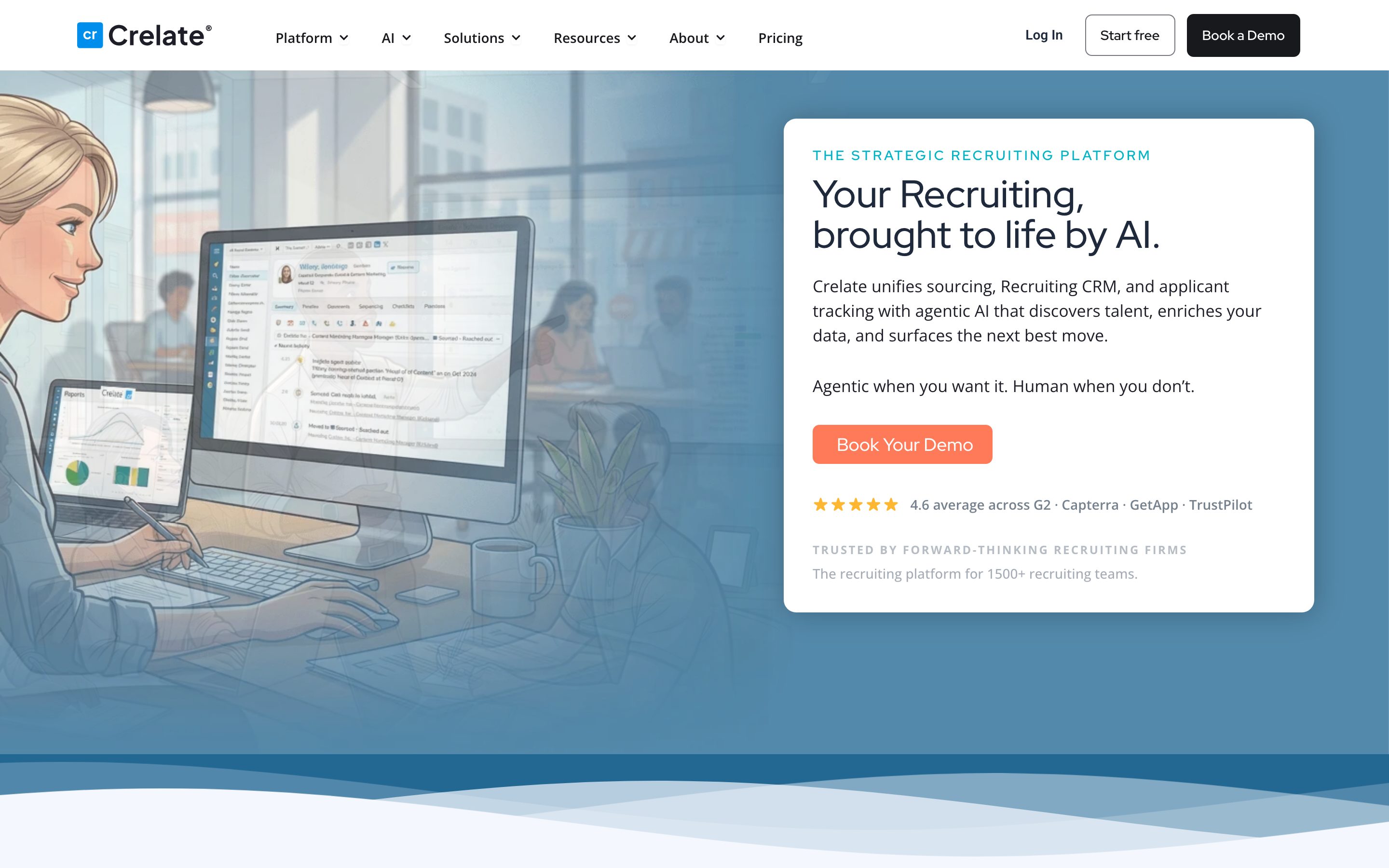 Crelate Screenshot der Website
