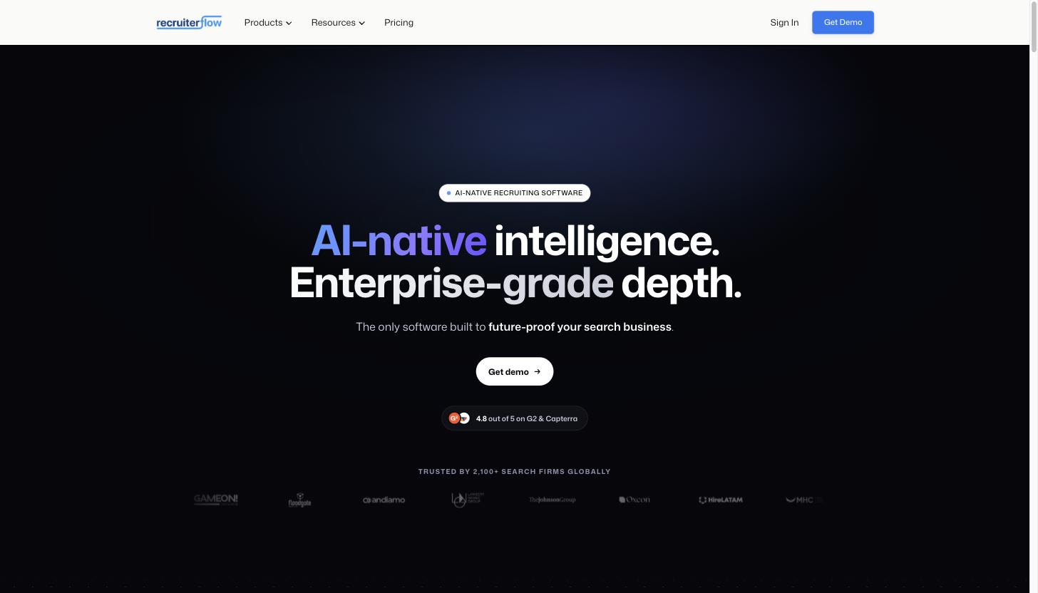 Recruiterflow Screenshot der Website