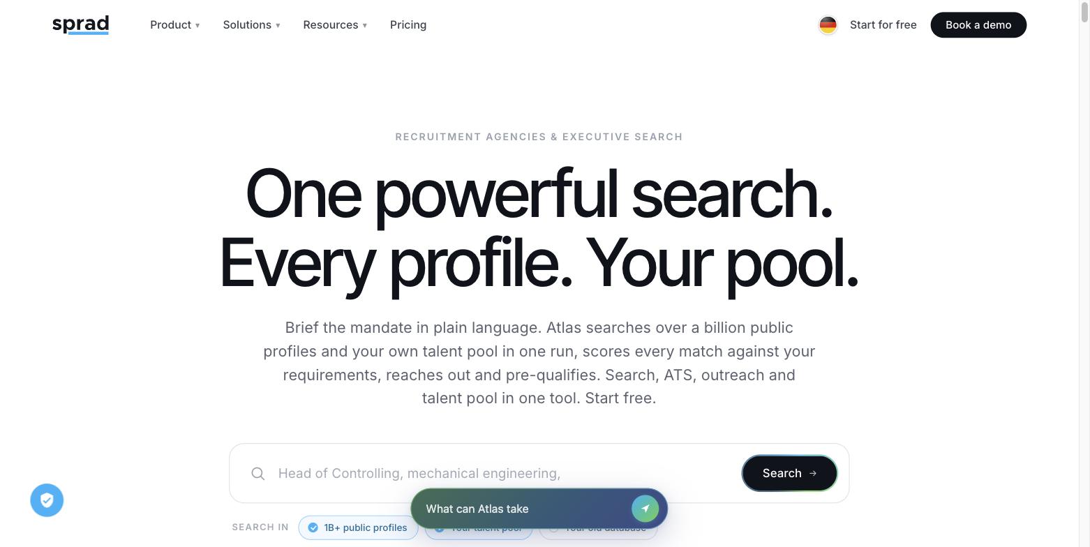 Sprad for recruitment agencies, product screenshot