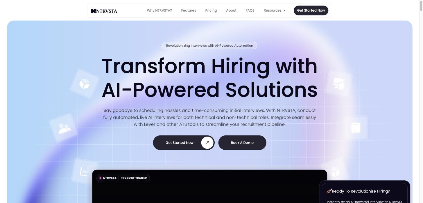 NTRVSTA homepage screenshot