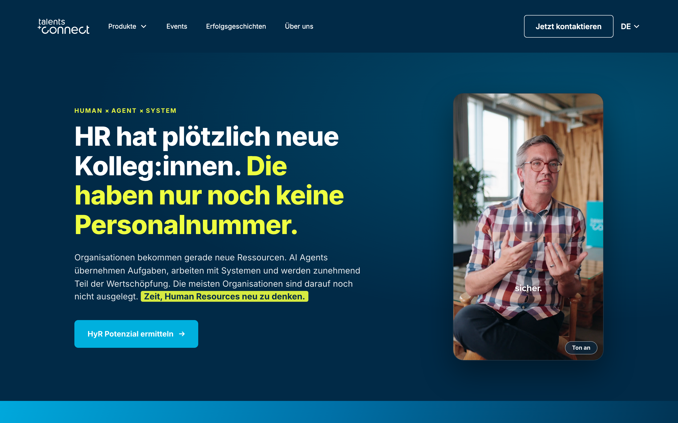 talentsconnect homepage with the HyR platform