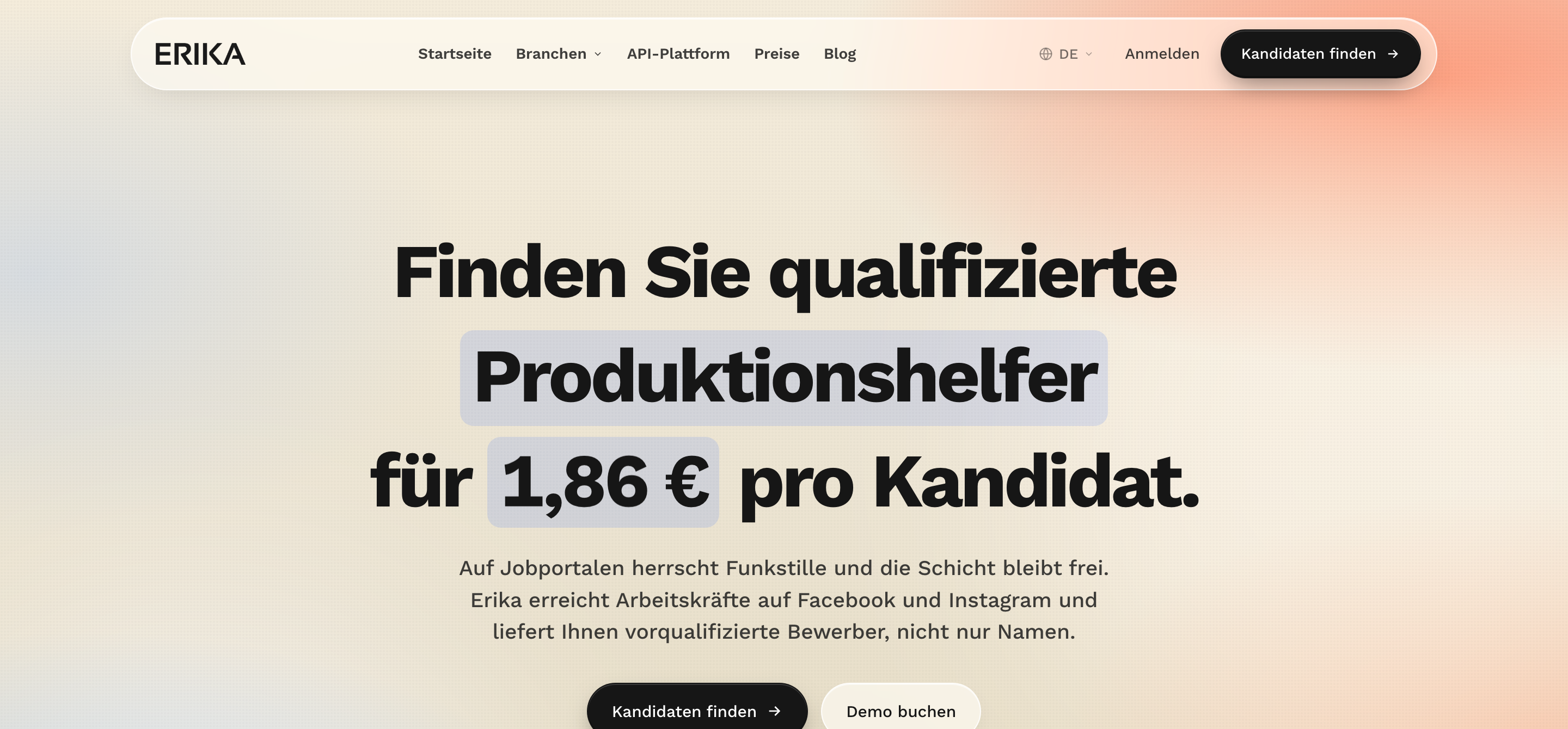 Homepage of Erika