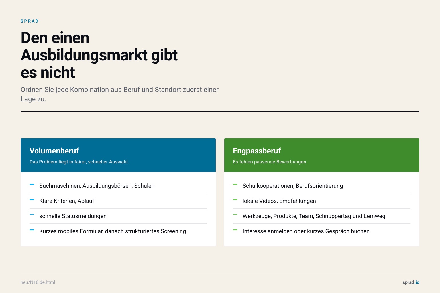 Den einen Ausbildungsmarkt gibt es nicht