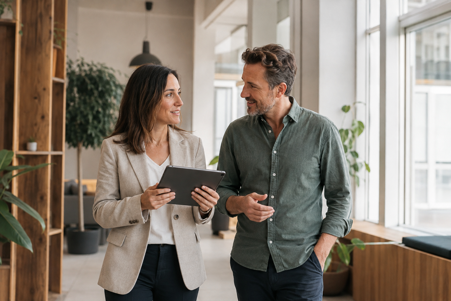 HR lead with a talent overview on a tablet