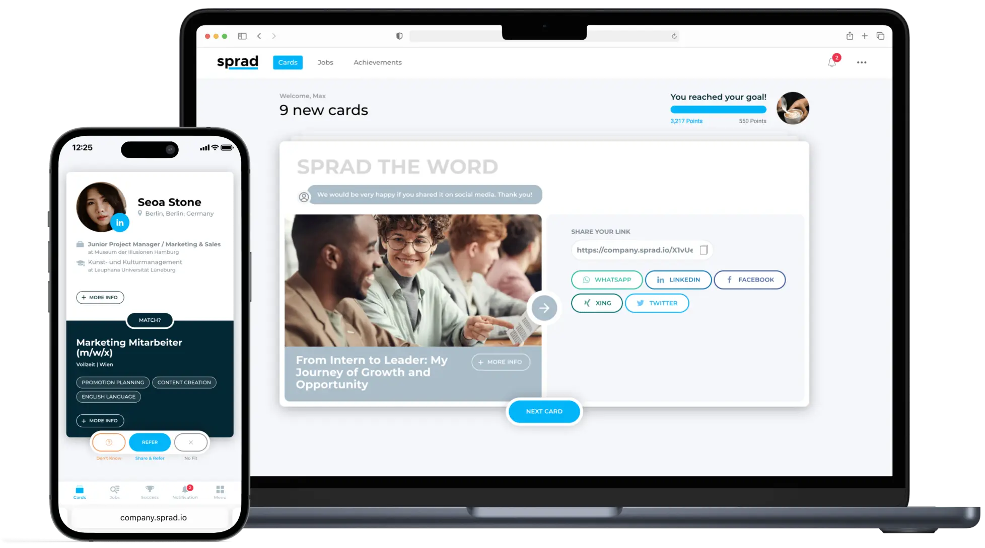 Sprad-Empfehlungen auf MacBook und iPhone