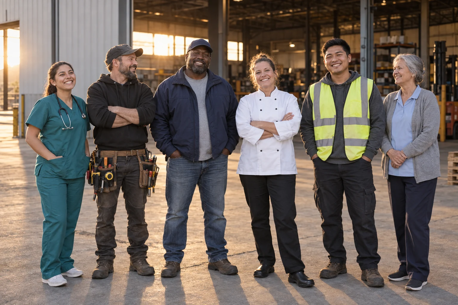 Frontline workers from healthcare, trades, logistics and hospitality