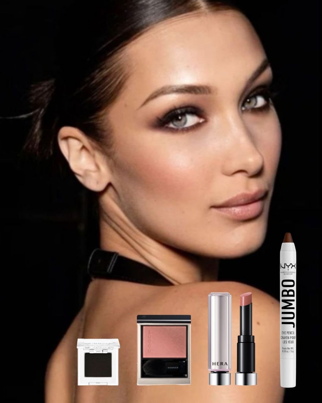 벨라 하디드 무드 메이크업 전체 연출컷 (bella hadid smoky makeup full look)