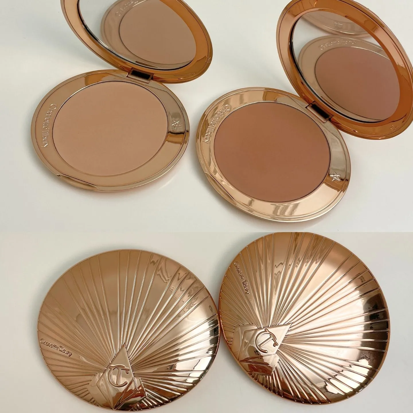 샬롯틸버리 브론저 2컬러 플랫레이 컷 (Charlotte Tilbury bronzer Fair and Medium flatlay)