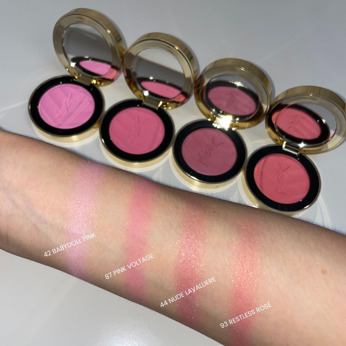 입생로랑 메이크 미 블러쉬 전 컬러 실물 발색 (YSL Make Me Blush all shades real swatch)