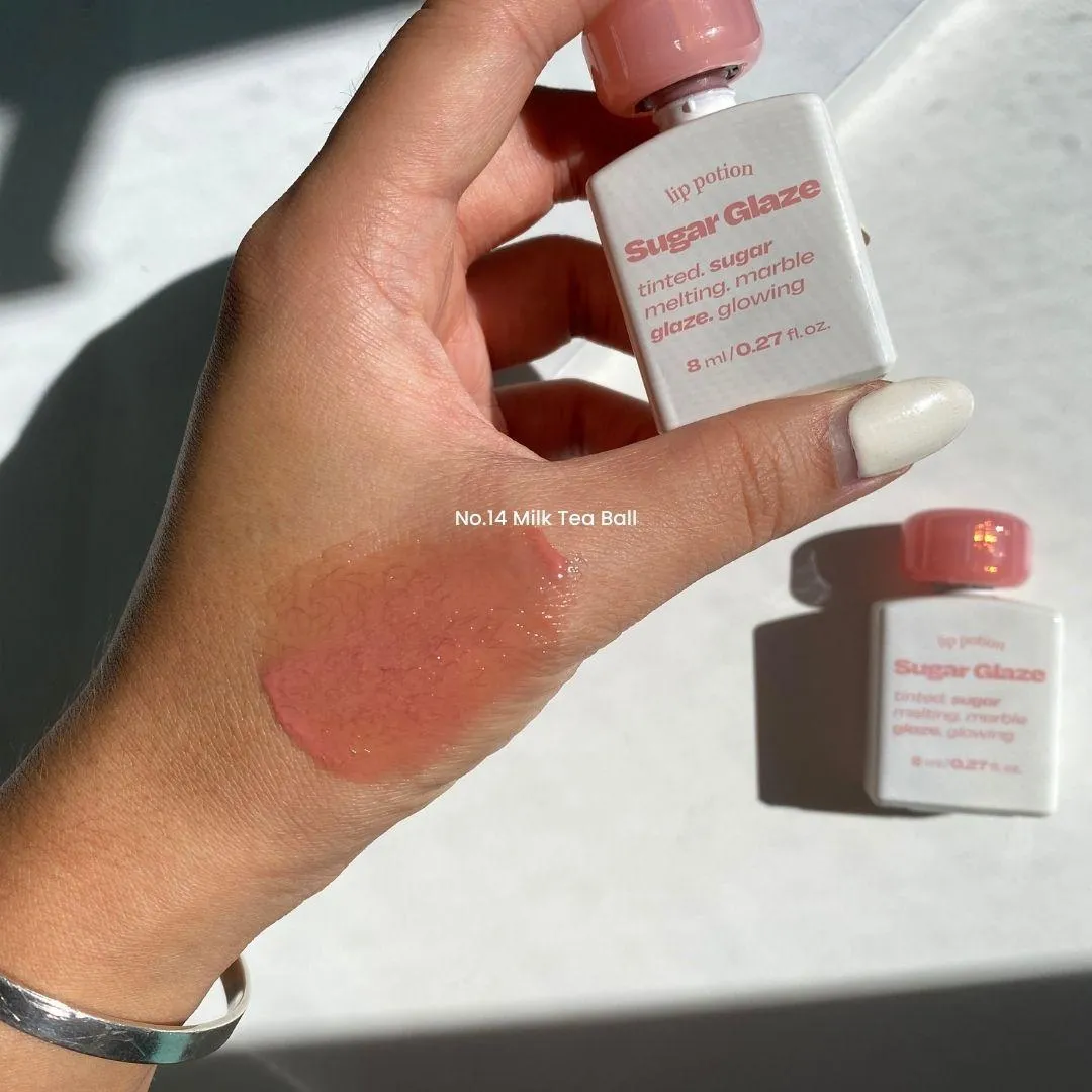 ALTENATIVESTEREO 립포션 슈가 글레이즈 No.14 밀크티볼 실물 발색 (ALTENATIVESTEREO Lip Potion Sugar Glaze No.14 Milk Tea Ball swatch)