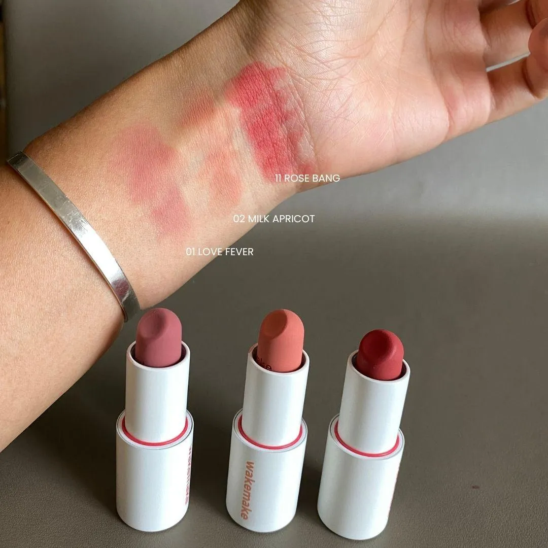 웨이크메이크 소프트 블러링 밤 스틱 전 컬러 발색 이미지 (WAKEMAKE Soft Blurring Balm Stick all shades swatch)